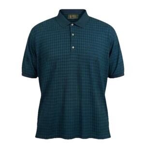 Vtg. Bobby Jones Mens L Golf Polo Shirt 100% Cotton Italy Teal & Black